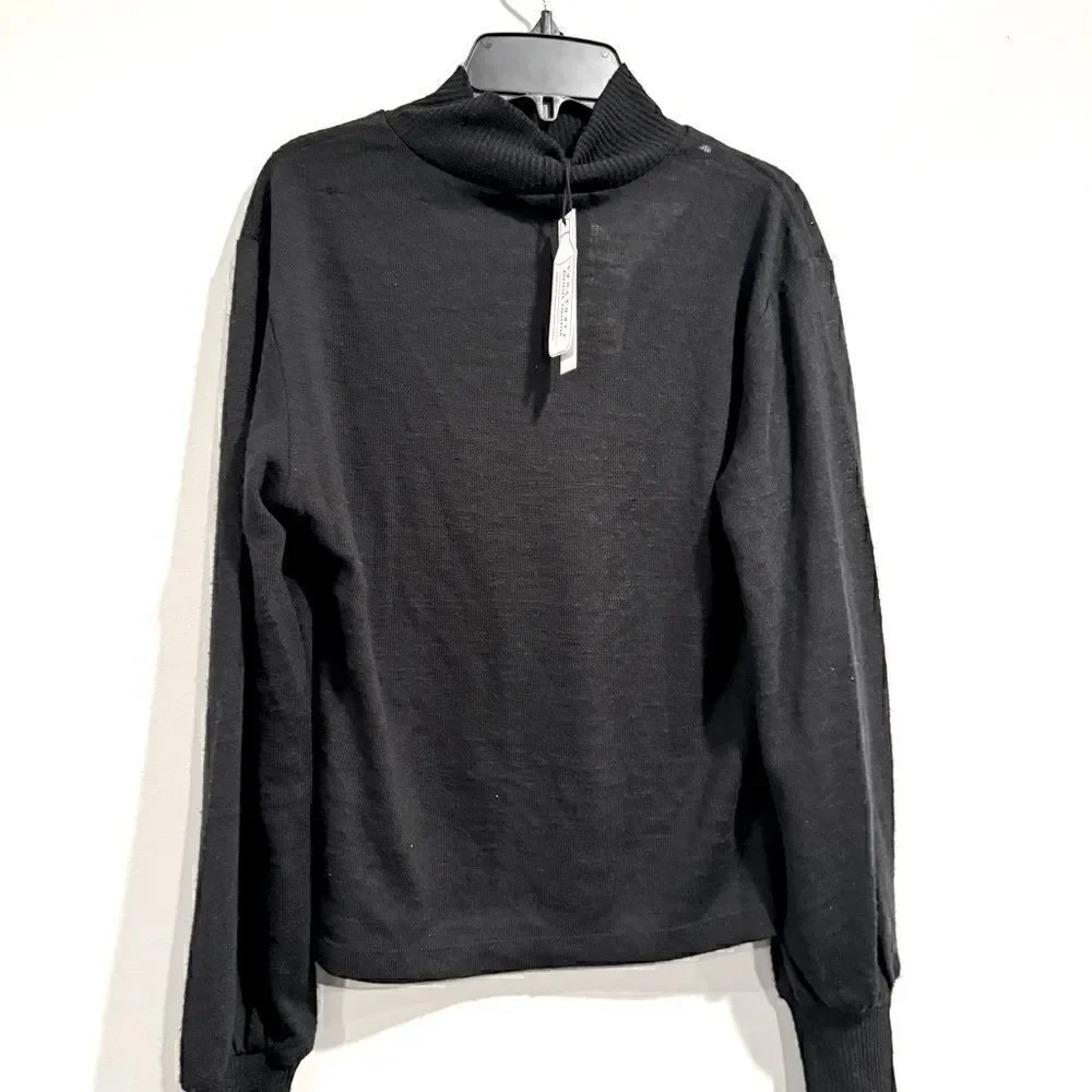 Sanctuary Women's Cutout Mock Neck Top Black, pullover sweater XS size 2